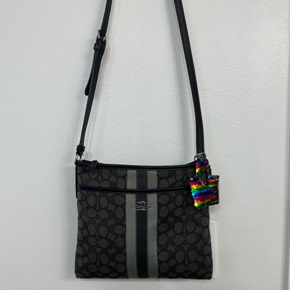 Coach Black and Gray Signature fair Messenger Bag